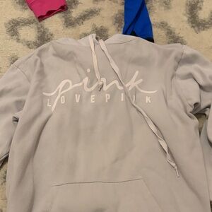 PINK Victoria's Secret Gray Hoodie with Pink Logo